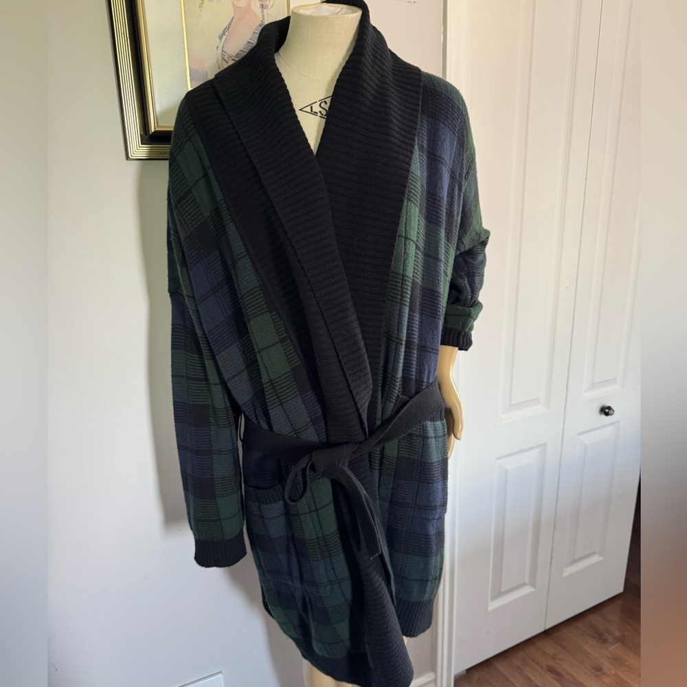 Ralph Lauren NWT stylish plaid woolTextured Knit Cardigan. Ptp 26” - Picture 2 of 8